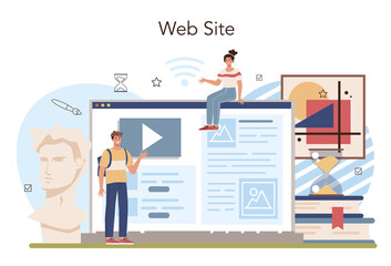 History of art school education online service or platform. Student studying