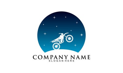 Trail motorcycle in the night vector logo