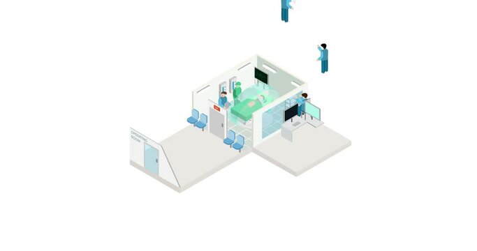 Surgery department. The future of health care and medical hospital concept.  Robot technology and ai.