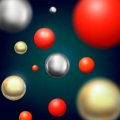 Abstract dark background with spheres in different colors.