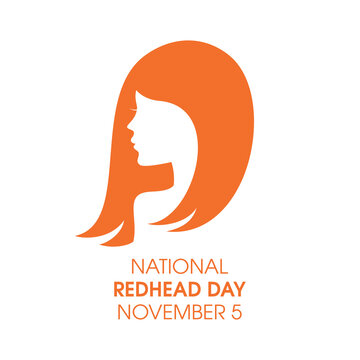 National Redhead Day Vector. Beautiful Young Woman Face Profile Simple Icon Vector. Woman With Long Red Hair Silhouette Vector. Redhead Day Poster, November 5. Important Day