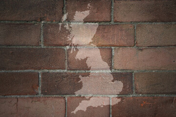 map of great britain on a old brick wall