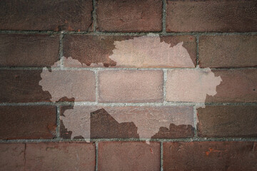 map of kazakhstan on a old brick wall