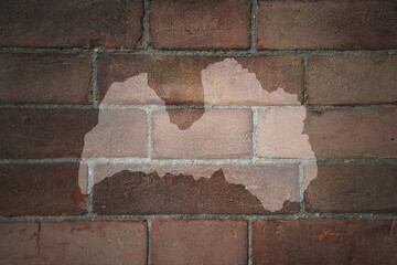 map of latvia on a old brick wall