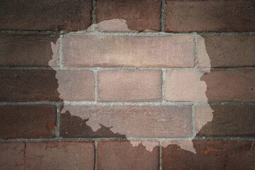 map of poland on a old brick wall