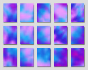 Set of Blurred backgrounds in Tie dye style for covers, posters, flyers, cards, invitations. Vector illustrations
