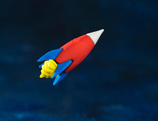 Space travel concept, toy spaceship