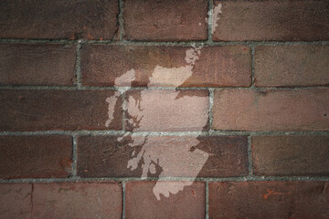 map of scotland on a old brick wall