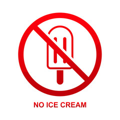 No ice cream sign isolated on white background vector illustration.