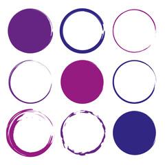 Watercolor stroke circles.Brush circles, grunge texture.Line vector.