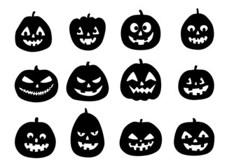 Set of a scary Halloween pumpkin.