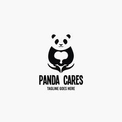 Panda, Love and Care hands. vector Logo Concept for Shop, Company, Bar and website. vector EPS 10
