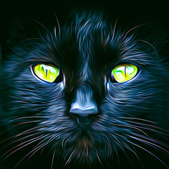 black cat face. cat face illustration