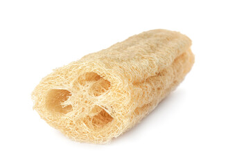 One natural loofah sponge isolated on white
