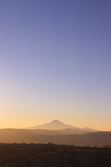 Sunset in the mountains. Cappadocia, Turkey. September 2021