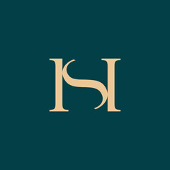 Letters HS Logo Design Premium Template. Elegant HS and SH Logo Initial Vector Mark. Letter HS SH luxury art vector Logo.