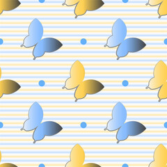 Fototapeta na wymiar butterflies polka dots stripes kids print bedding vector illustration