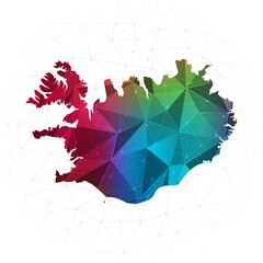 Iceland Map - Abstract polygon vector illustration low poly colorful style gradient graphic on white background