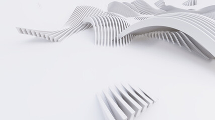 Abstract Curved Shapes. White Circular Background.