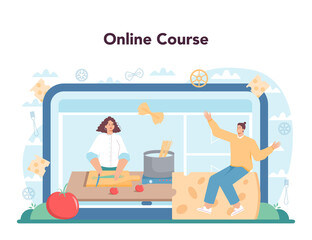 Spaghetti or pasta online service or platform. Italian food on the plate