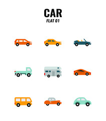 Cars icon set on white background. Flat icons set1. Vector illustration.