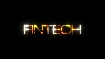 Fintech gold text with glitch effect loop title on black background. 4K 3D seamless loop Fintech glitch effect element text animation with golden shine effect element for intro title.
 - Powered by Adobe