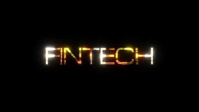 Fintech gold text with glitch effect loop title on black background. 4K 3D seamless loop Fintech glitch effect element text animation with golden shine effect element for intro title.
 - Powered by Adobe