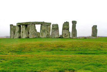 Naklejka premium Stonehenge, on an overcast day, Salisbury Plain, Wiltshire, England