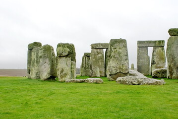 Naklejka premium Stonehenge, on an overcast day, Salisbury Plain, Wiltshire, England