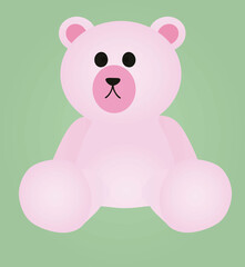Pink sitting teddy bear. vector