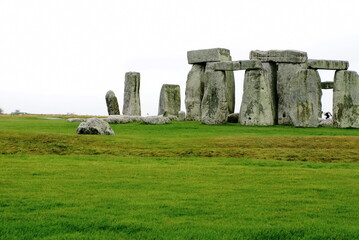 Stonehenge, on an overcast day, Salisbury Plain, Wiltshire, England