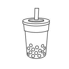 bubble tea boba line icon vector