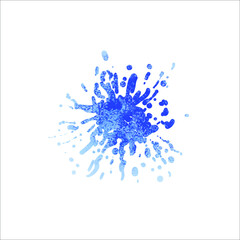 Vector Bright Paint Splash Isolated on White Background, Watercolor Painting, Texture, Ink Splatter, Colorful Blob, Light Blue Color.