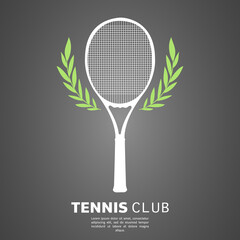 Tennis club logo with racket and ball , Simple flat design style , illustration Vector EPS 10, can use for tennis Championship Logo