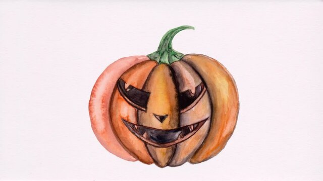 Happy Halloween footage. Paper cutting animation. Pumpkin, skeleton