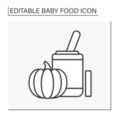 Children nutrition line icon. Pumpkin-flavored food supplement.Healthy menu. Baby food concept. Isolated vector illustration. Editable stroke