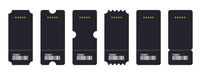 Cinema, Movie, Concert Ticket Icon Set - Different Vector Illustrations Isolated On White Background