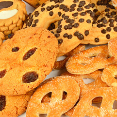 assorted biscuits. Background for advertisements and labels.