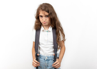Obraz premium sad student because schools are open. education concept background, banner, poster.
