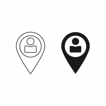 Map pin with user, person, himan vector icon