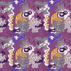 Seamless abstract unusual pattern with wave shapes, wave lines. Psychedelic artwork