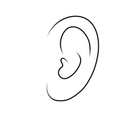 Human ear on an isolated background. Symbol. Vector illustration. 