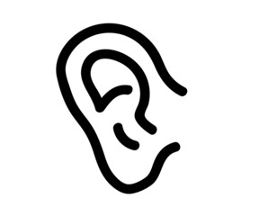 Human ear on an isolated background. Symbol. Vector illustration. 