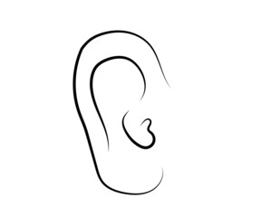 Human ear on an isolated background. Symbol. Vector illustration. 
