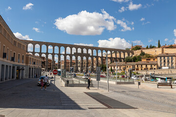 Fototapeta premium Segovia, Spain. The Acueducto de Segovia, a Roman aqueduct or water bridge built in the 1st century AD