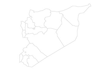 Political map of Syria. Administrative divisions - governorates. Simple flat blank vector map