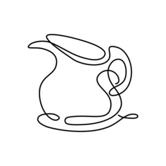 Hand drawn continuous line of milk pitcher isolated on white background. Vector line art illustration. Design for card, banner, poster, flyer