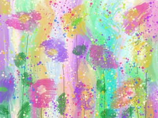 Fototapeta premium colourful pattern with paints and flowers