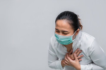 Asian woman business in city of thailand,A girl wearing protection medical mask covid-19 or coronavirus from Infected person,corona protected Help protect For world and people stop virus warning
