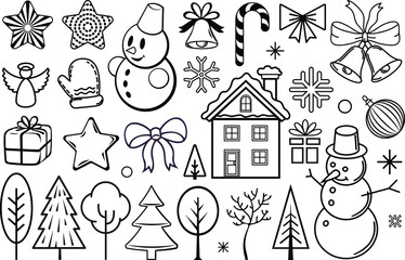 Christmas design elements. Christmas decorations and illustration set. Decorative ornaments and icons for your design projects as flyers, banners, postcards, posters, greeting cards, invitations etc.